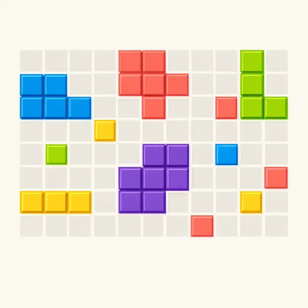 Abstract pixel board with highlighted colour clusters